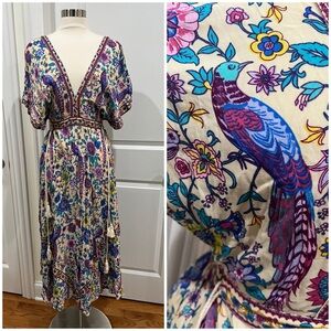 New! R. Vivimos Dress Floral Birds Tassels Size 4/6 NWT